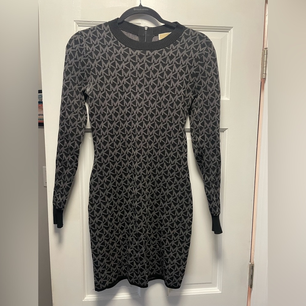 Michael Michael Kors Logo Jacquard Mock Neck Dress